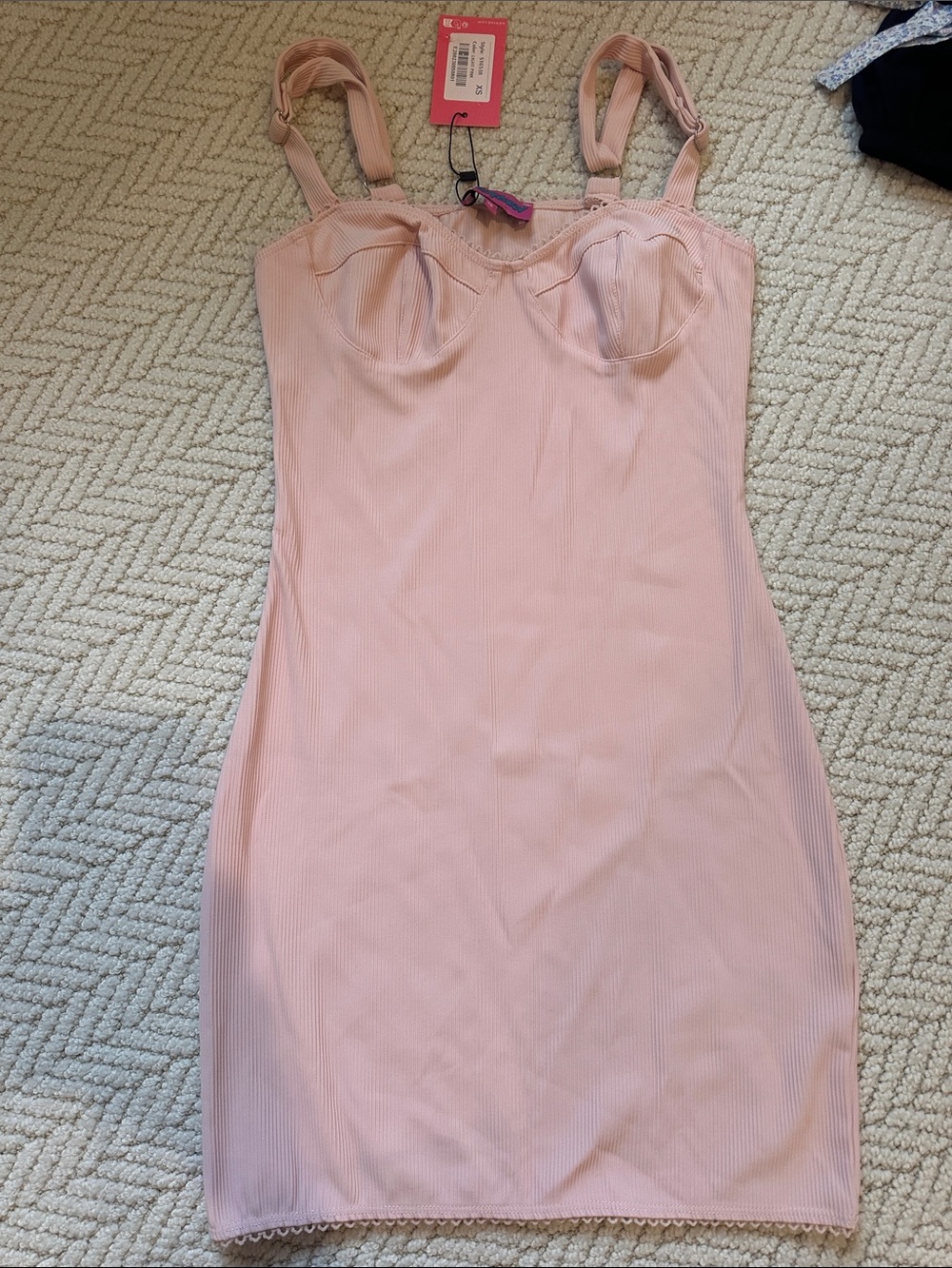 Edikted Blush Pink Ribbed Mini Bodycon Dress